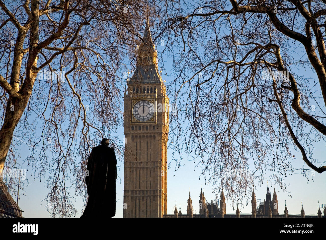 Statue of Benjamin Disraeli Big Ben Parliament Square Westminster