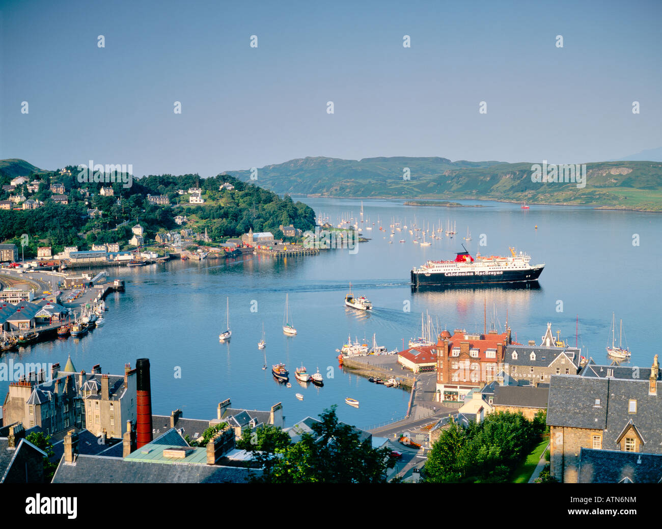 The town of Oban in Argyll, west Scotland. Car passenger ferries leave