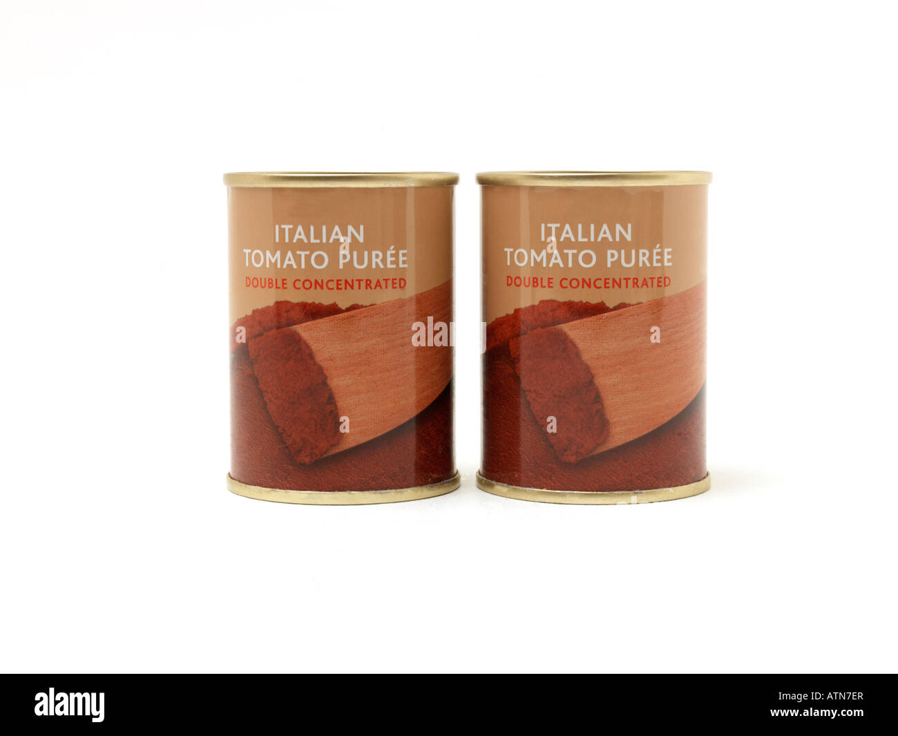 Two Tins of Concentrated Tomato Puree Stock Photo