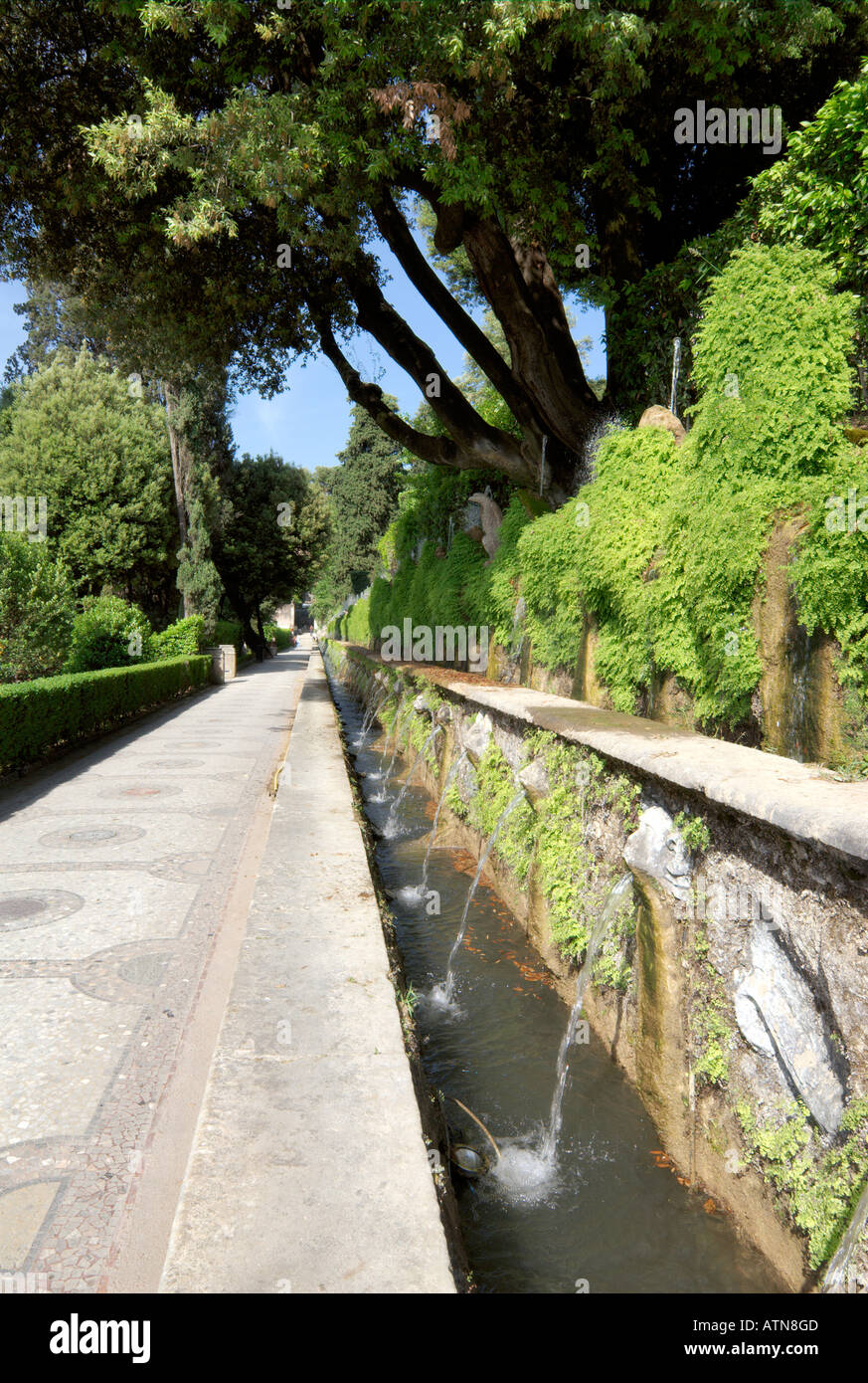 Villa d'Este Tivoli Italy Ornamental water feature detail of the one hundred fountains Cento Fontane Stock Photo