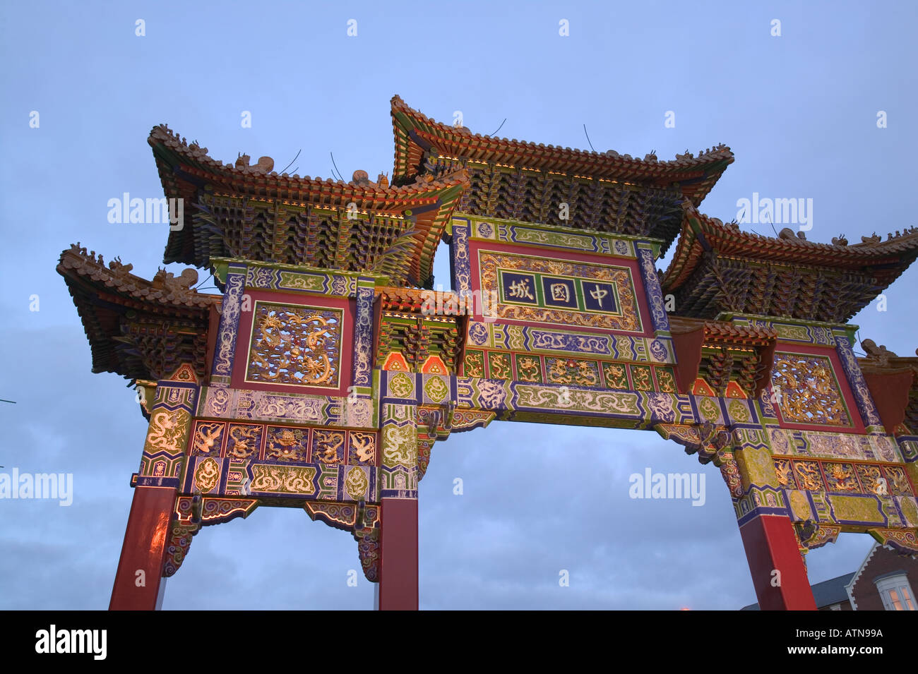 the chinese arch Chinatown liverpool Stock Photo