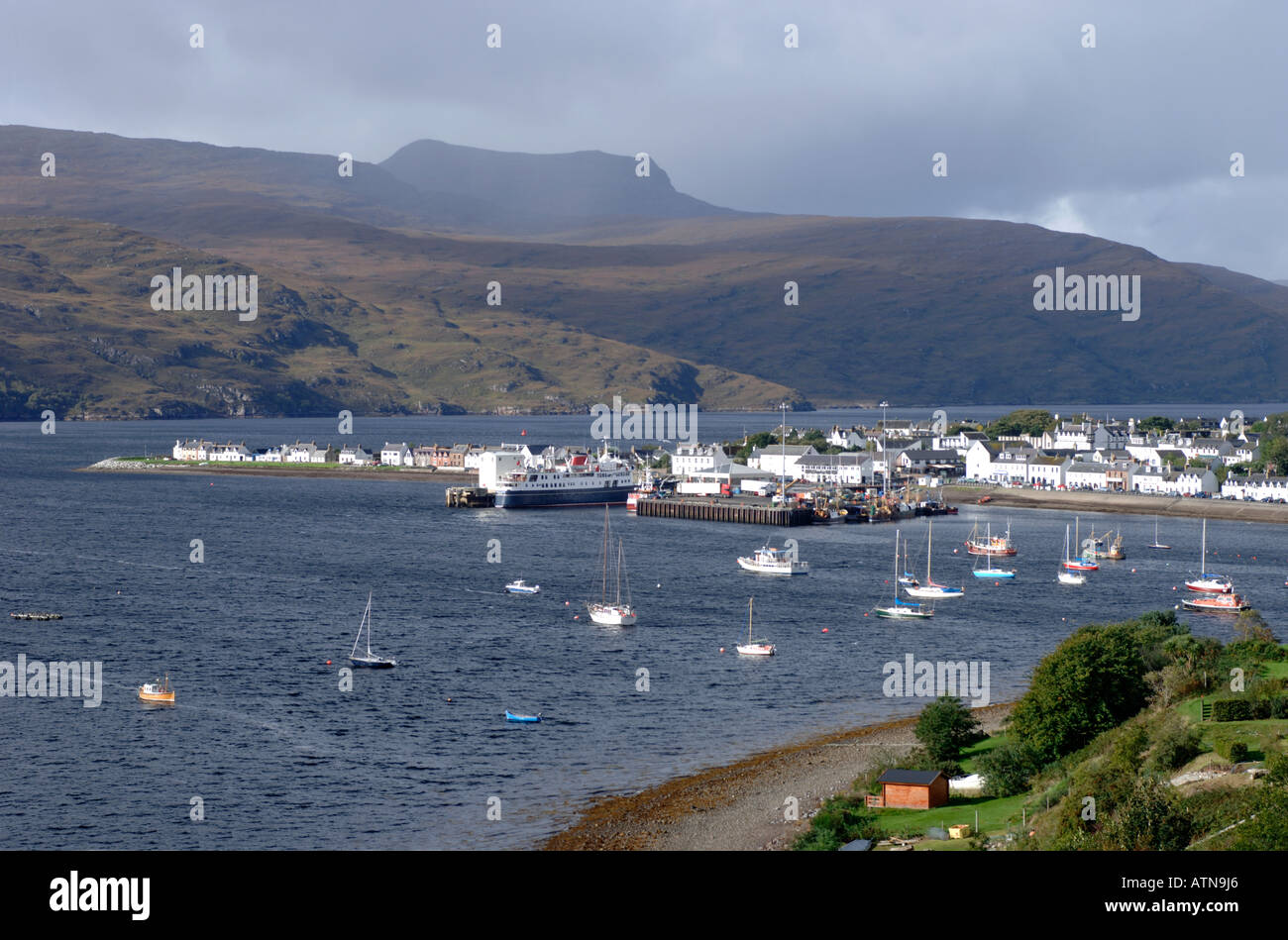 Ullapool on Loch Broom, Wester Ross.  XPL 3824-366 Stock Photo