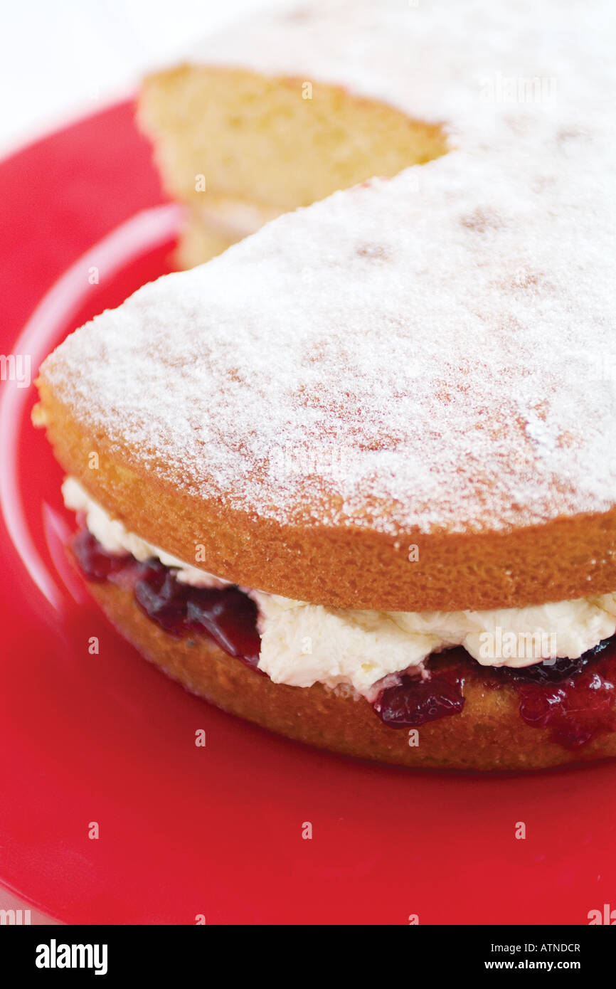Victoria sponge cake cream jam filled filling baked slice portion hi