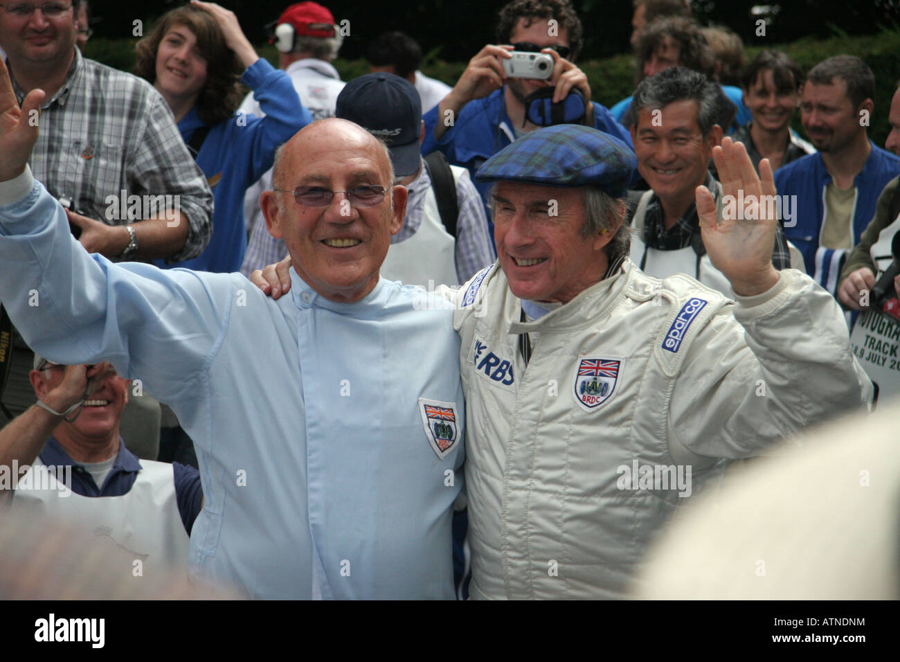 Jackie Stewart and Stirling Moss at the 2006 Goodwood Festival of Speed. Stock Photo