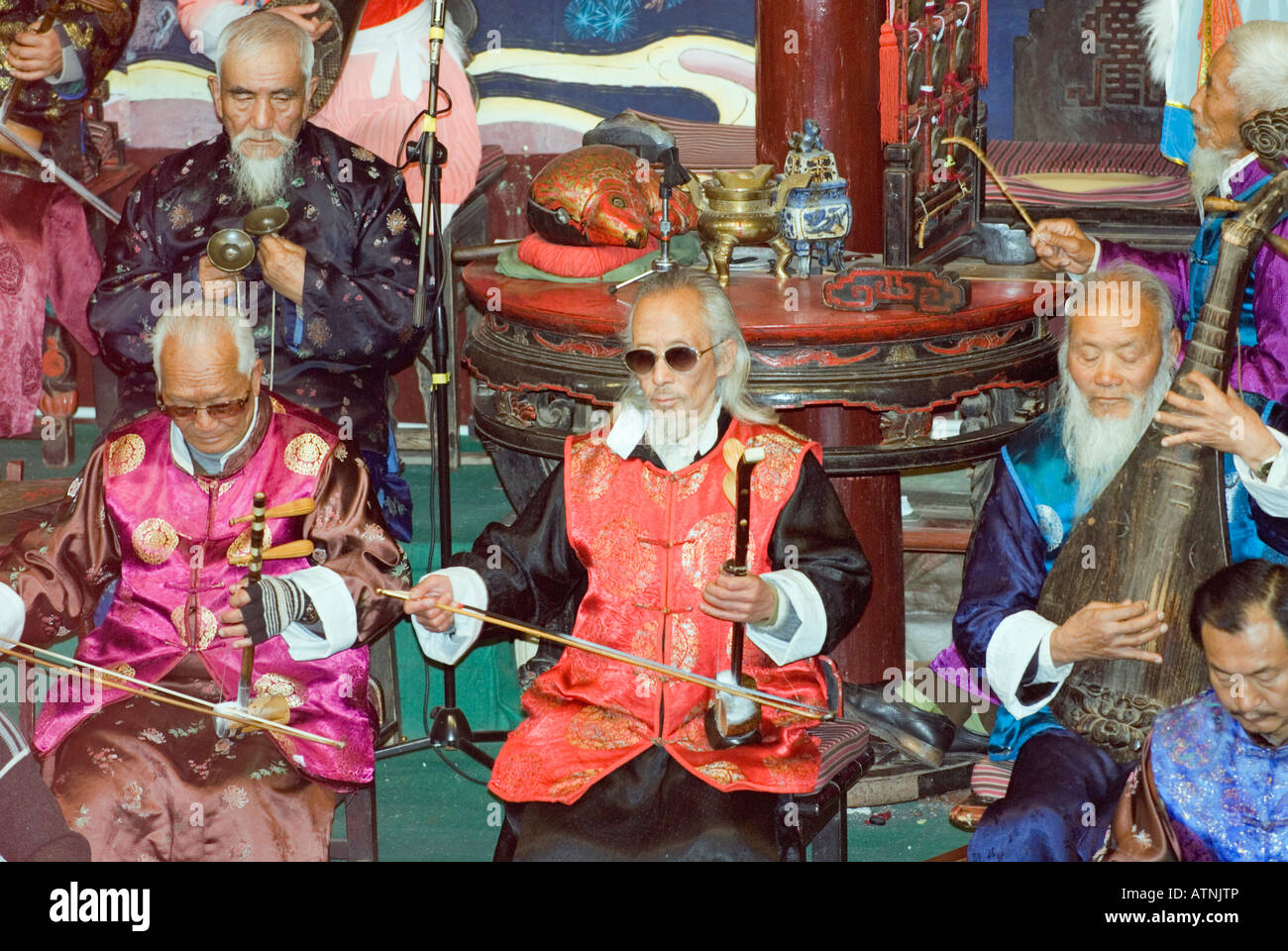 China, Naxi Orchestra, Lijiang Old Town, Yunnan Province Stock Photo