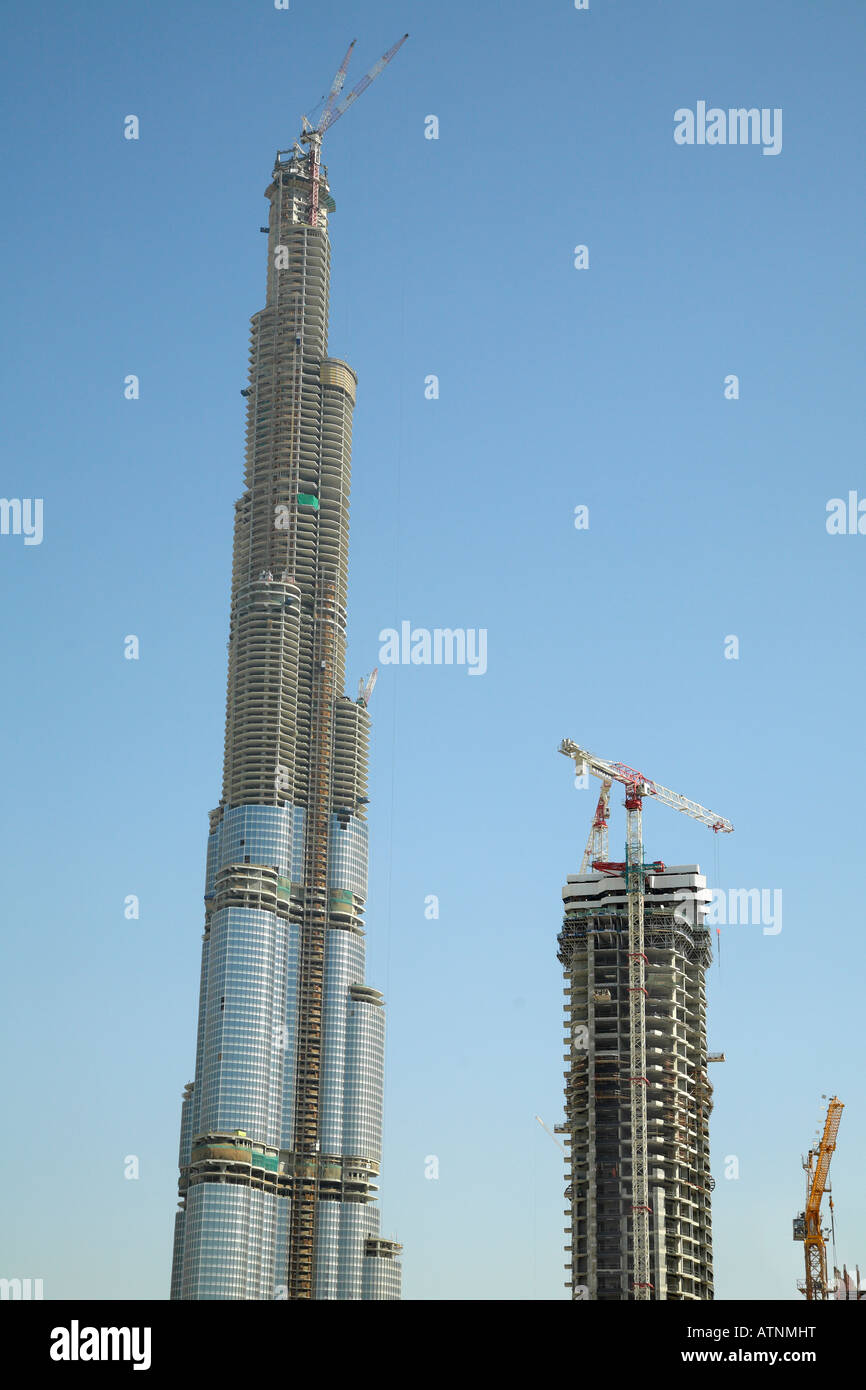 Burj Dubai- the world's tallest building - under construction Stock Photo