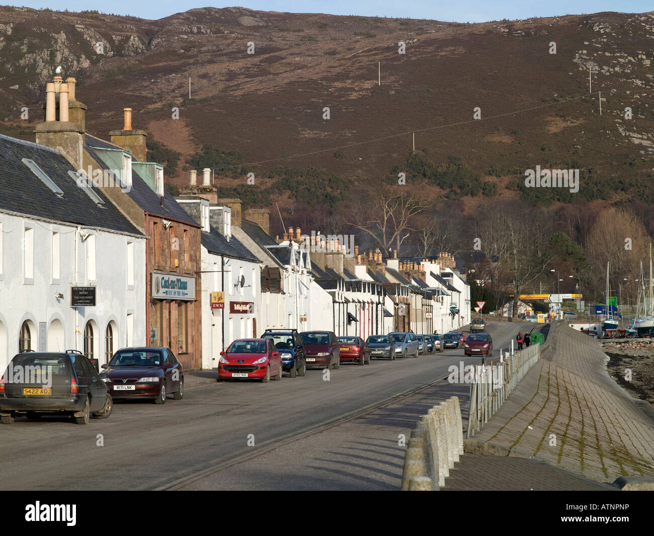 Main Street at Ullapool, Wester Ross, North West Scotland on the route of the north coast 500 Stock Photo
