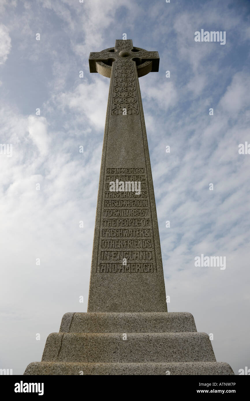 A monument to Alfred Lord Tennyson, Tennyson Down, Isle of Wight Stock Photo