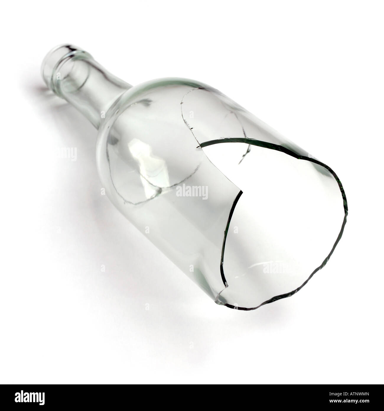 Broken glass bottle Stock Photo