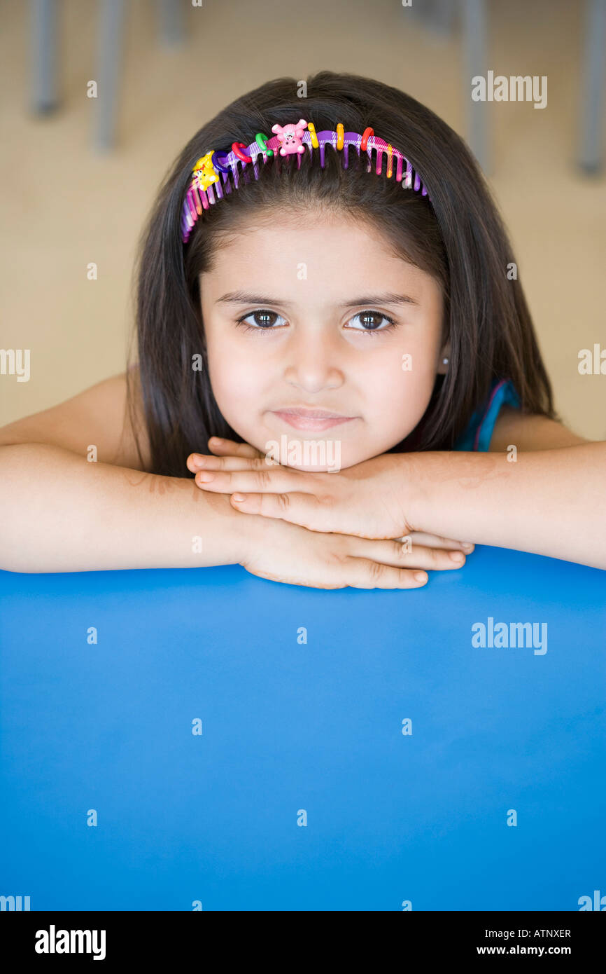 Portrait of a schoolgirl smiling Stock Photo - Alamy