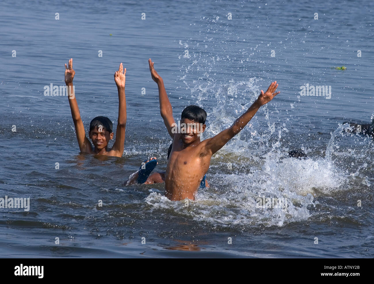 INDIA Kerala Boys Swimming In Backwaters Stock Photo Alamy