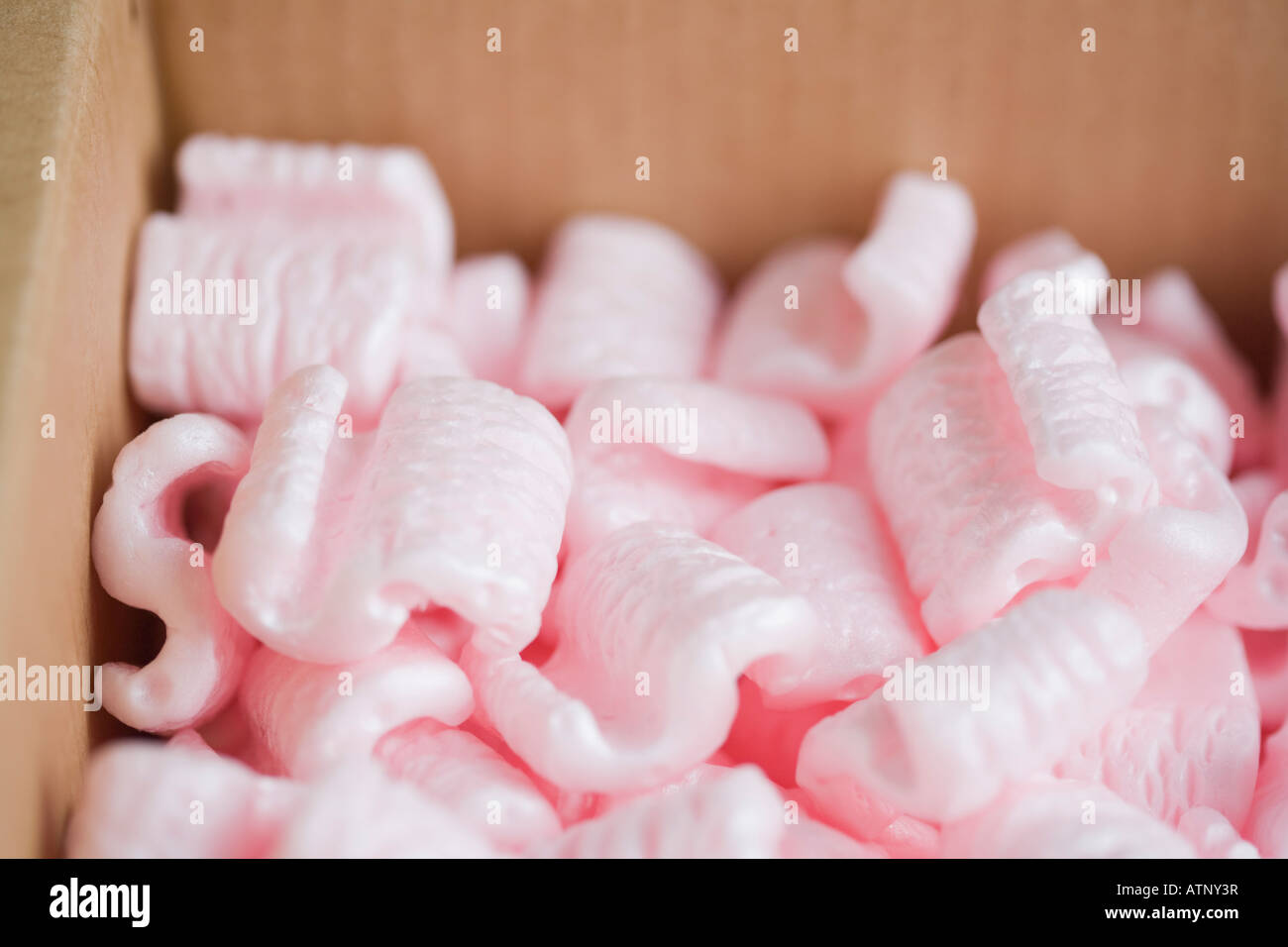 Detail of pink styrofoam packing material Stock Photo