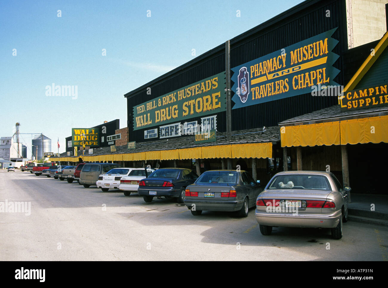 A view of downtown Wall South Dakota and the world famous Wall Drug Store Stock Photo