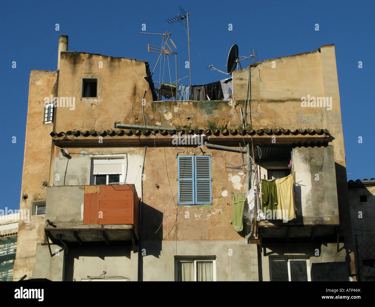 Ramshackle apartments in Palma Stock Photo