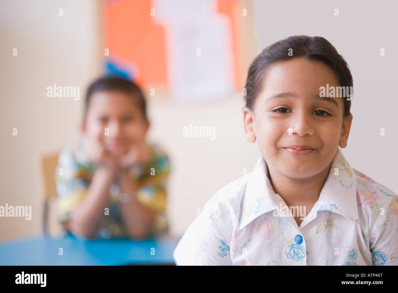 Portrait of a schoolgirl smiling Stock Photo - Alamy