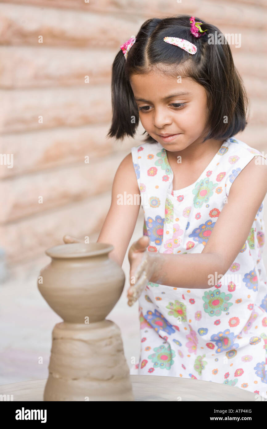 Closeup of a girl making a pottery Stock Photo Alamy