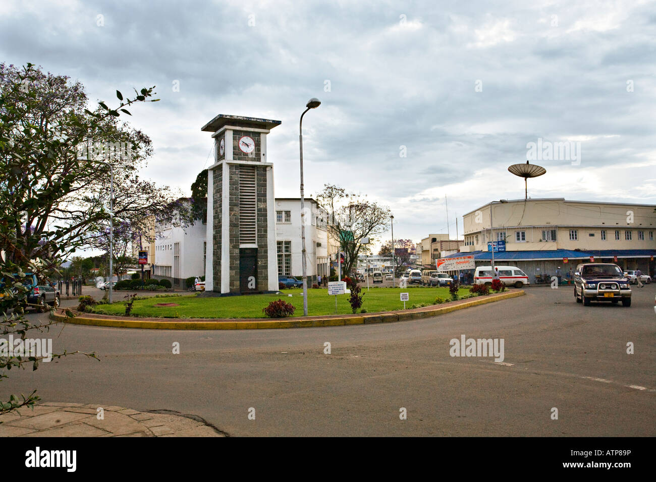 Clock tower square, Arusha, Tanzania, Africa Stock Photo