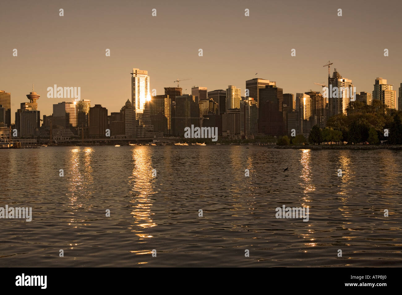 Skyline of buildings from Stanley Park Vancouver Canada Stock Photo - Alamy
