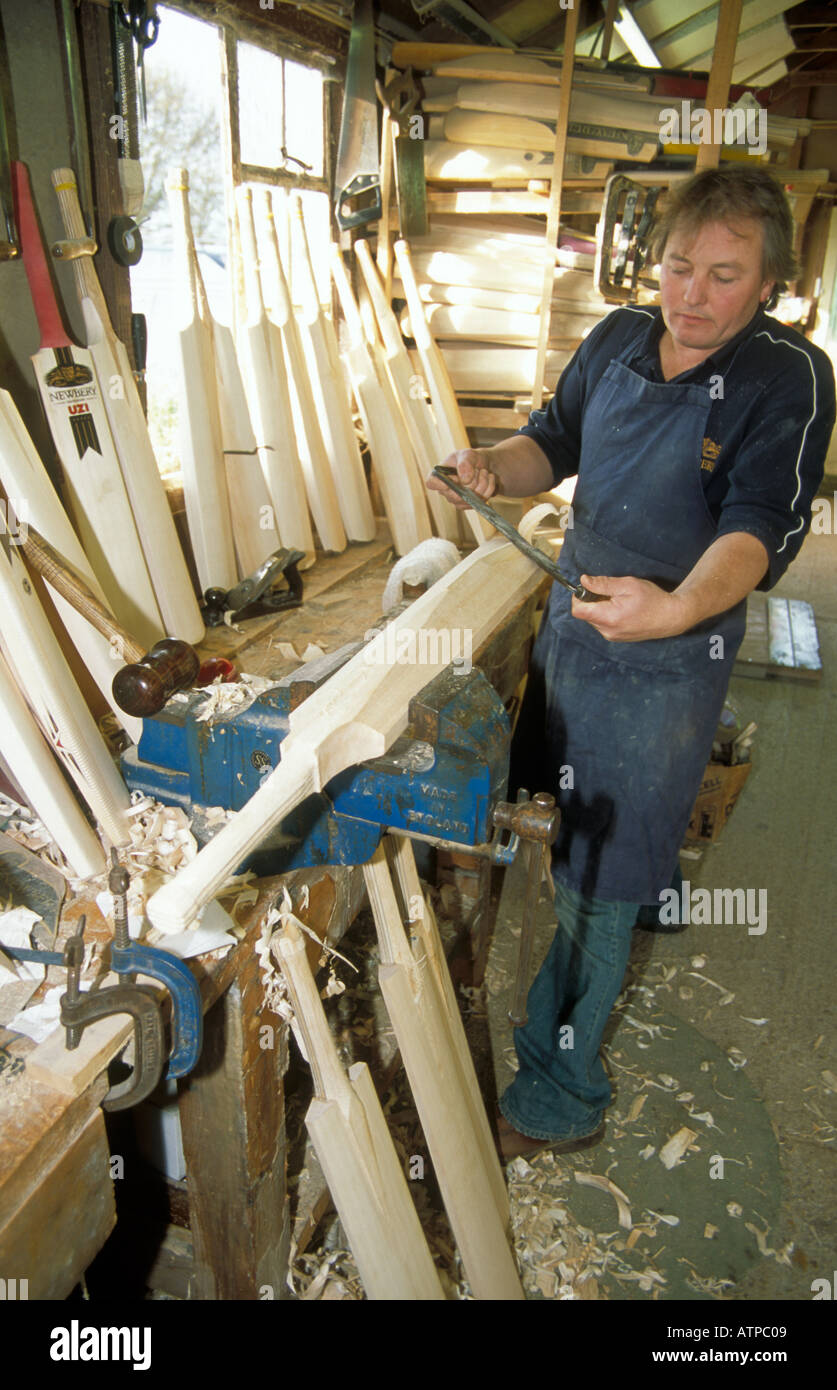 Tim Keely making traditional willow cricket bats from local wood at
