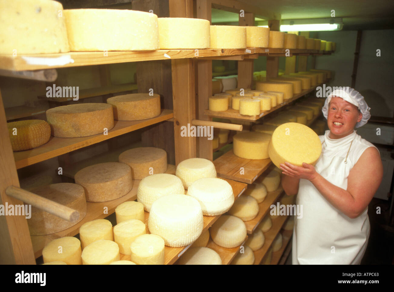 Karen Hindle making traditional Small Herefordshire Cheese's in the