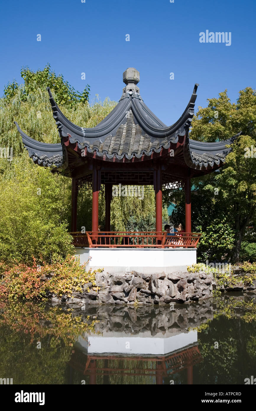 Classical Chinese pagoda in Dr Sun Yat Sen Park Vancouver Canada Stock Photo