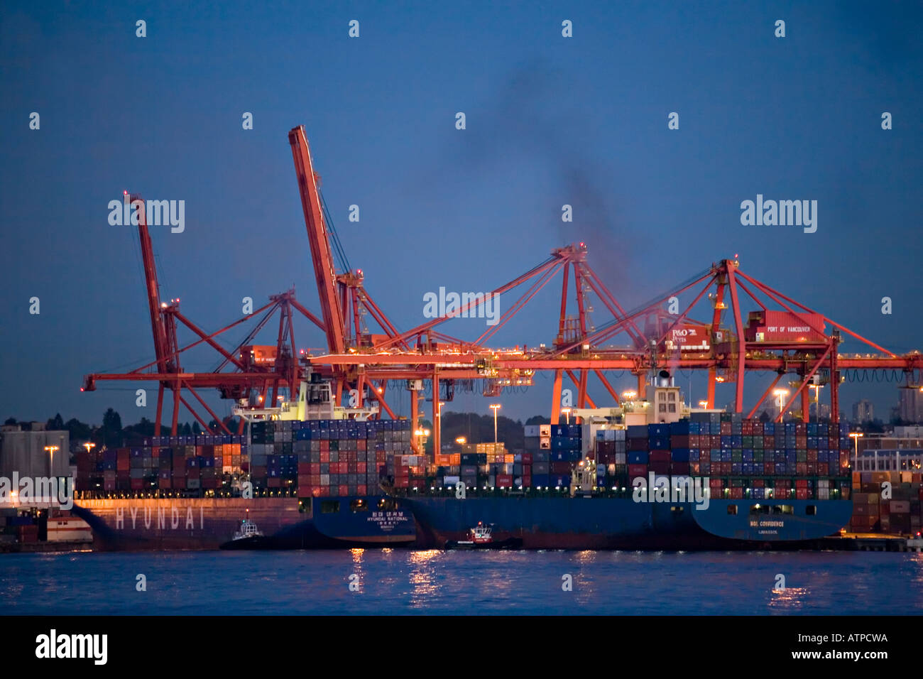 Containers on board ships docking at Vancouver Canada Stock Photo - Alamy