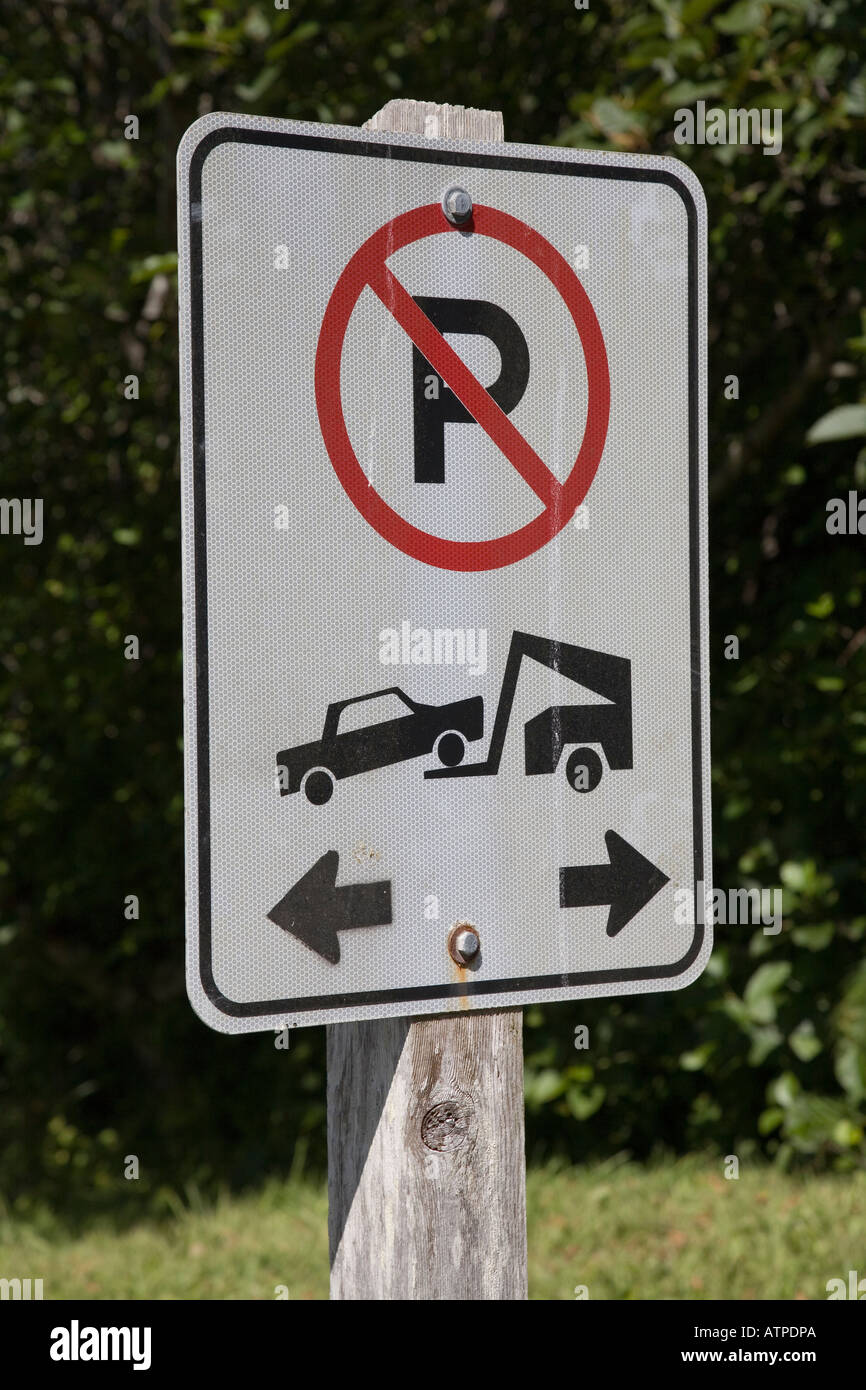 No parking and tow away vehicle sign Vancouver island Canada Stock