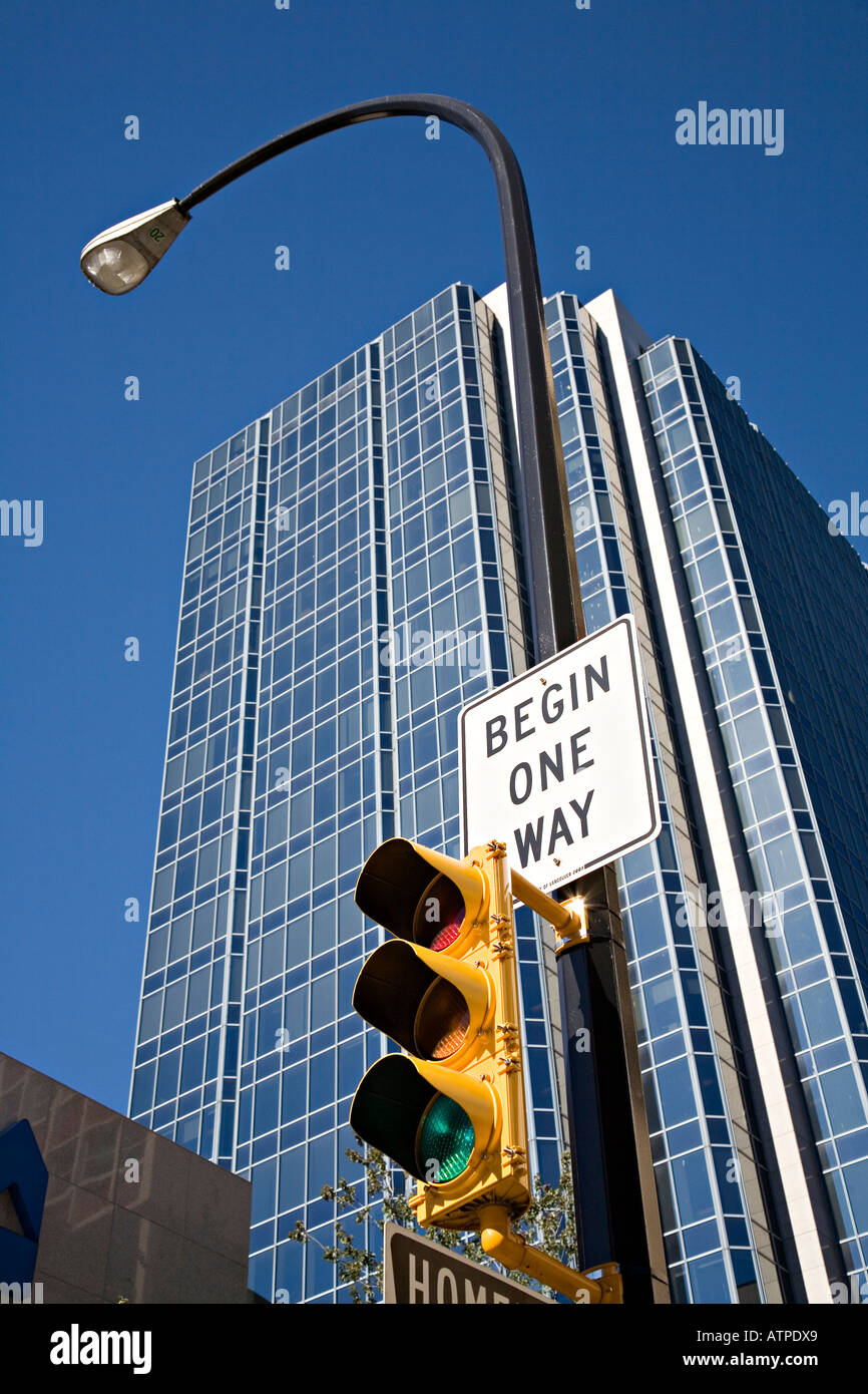 Signal Modern Traffic signal and modern skyscraper architecture Vancouver Canada ...