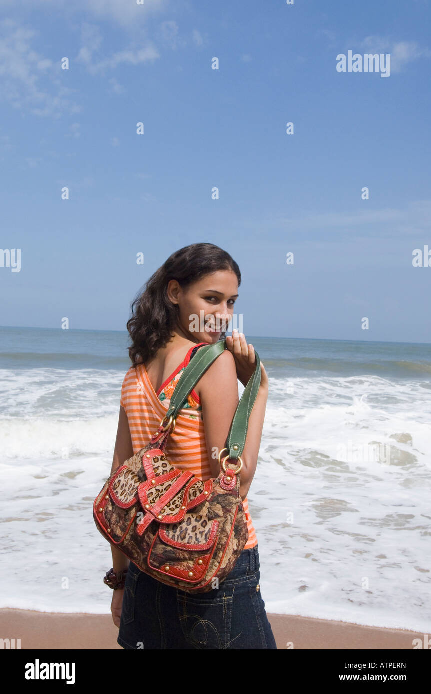 Rear view smiling teen hi-res stock photography and images - Alamy