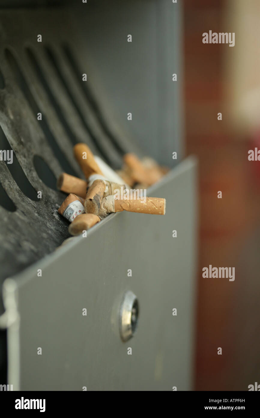 cigarette ends in bin Stock Photo Alamy
