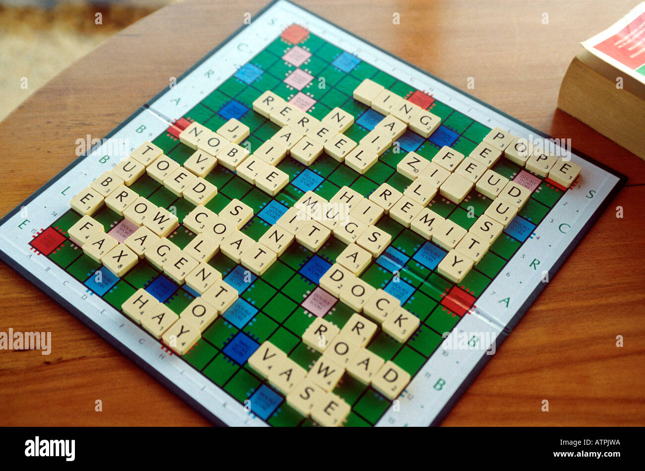 Scrabble on Table Stock Photo - Alamy