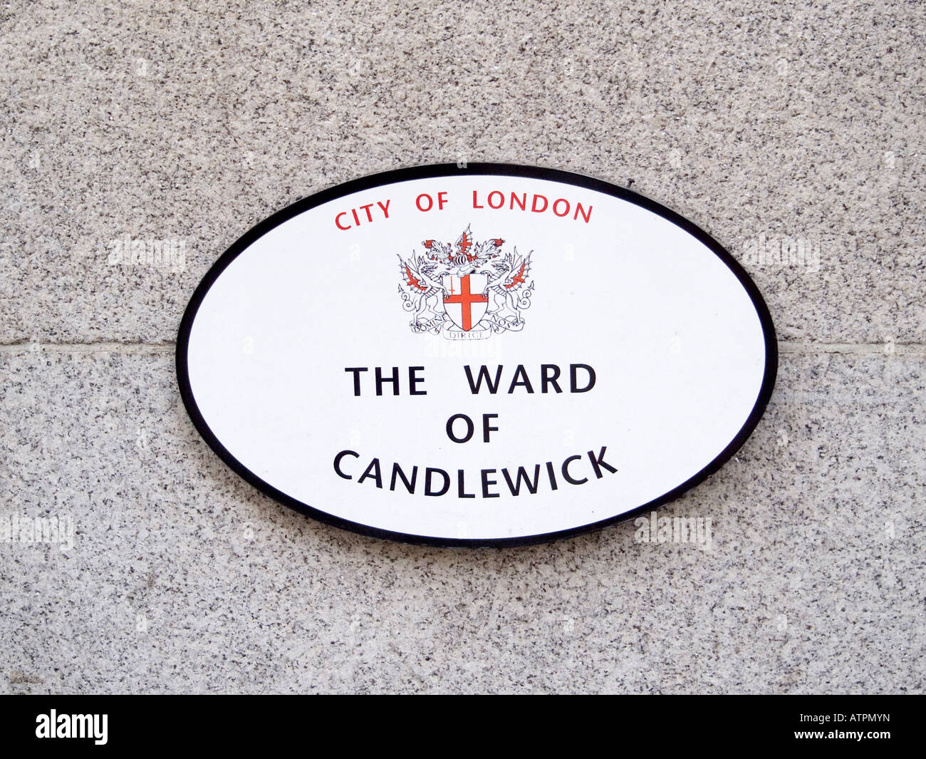 Wall plaque notice or sign showing the Ward of Candlewick in the City of London England Stock Photo