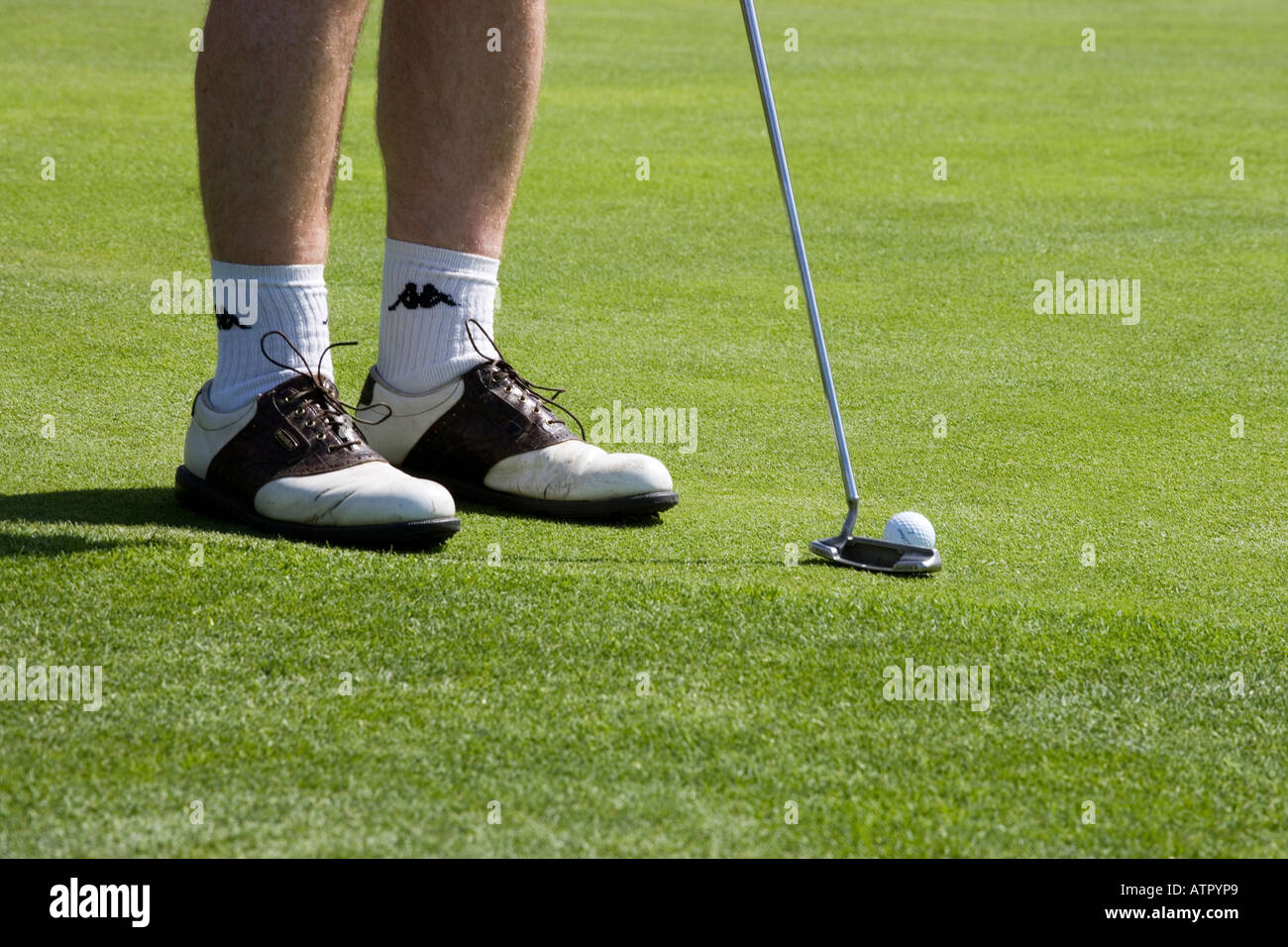 golfer making putting stroke on green Stock Photo Alamy