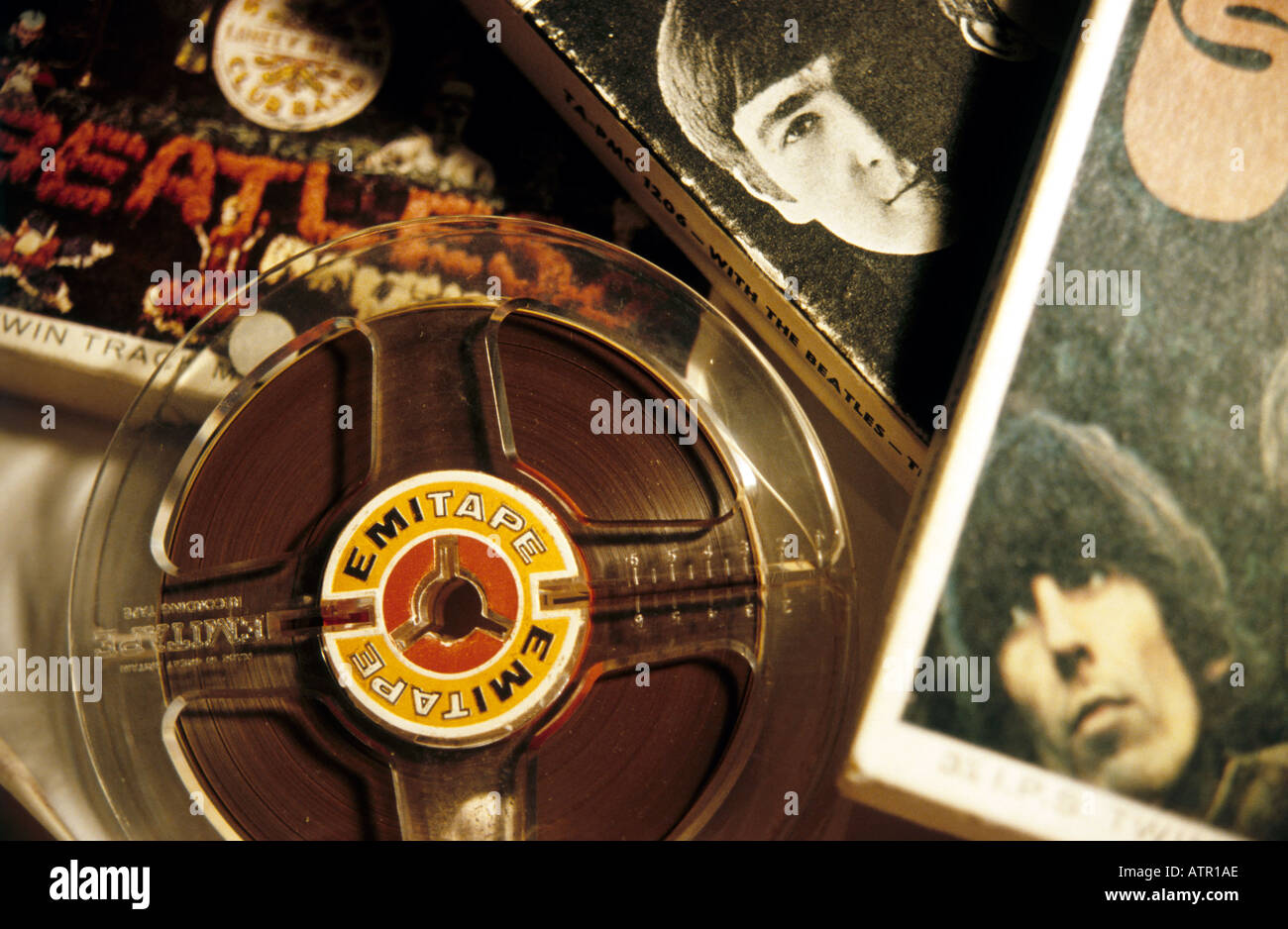 old beatles music tape reels Stock Photo Alamy