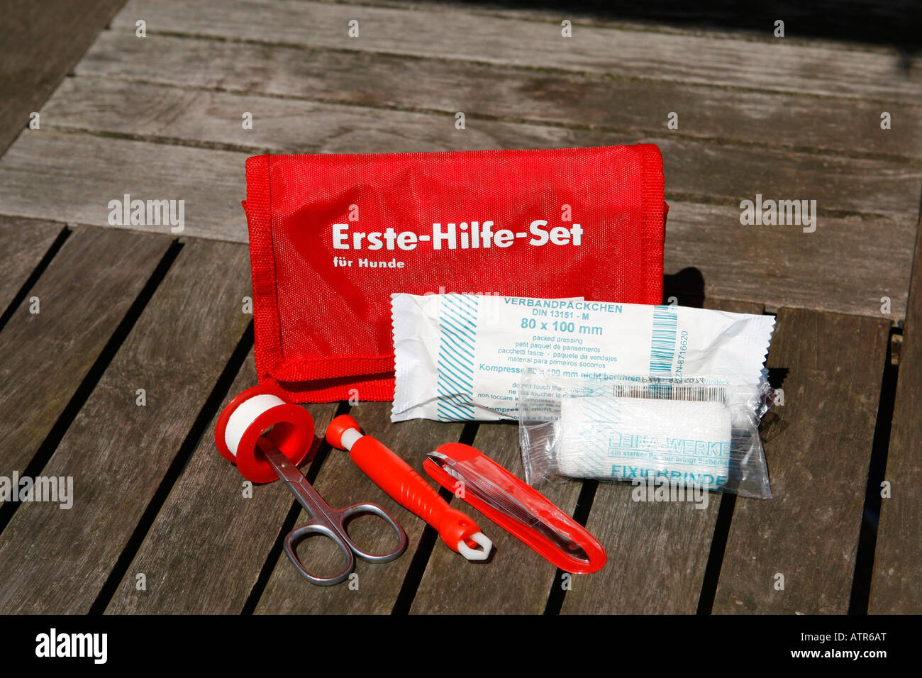 First aid box for dogs Stock Photo Alamy