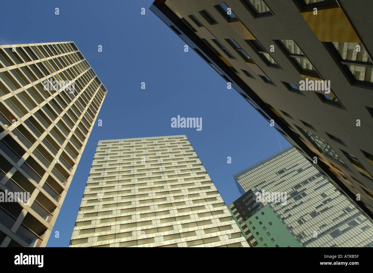 Wienerberg City modern architecture tower of flats Twin Tower Stock Photo