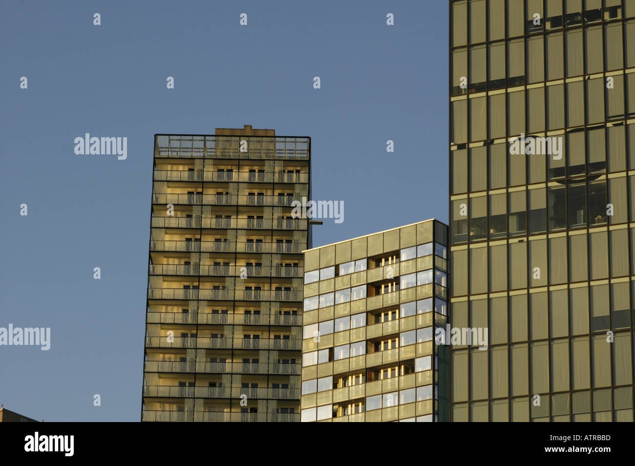 Wienerberg City modern architecture blocks of flats Twin Tower Stock Photo