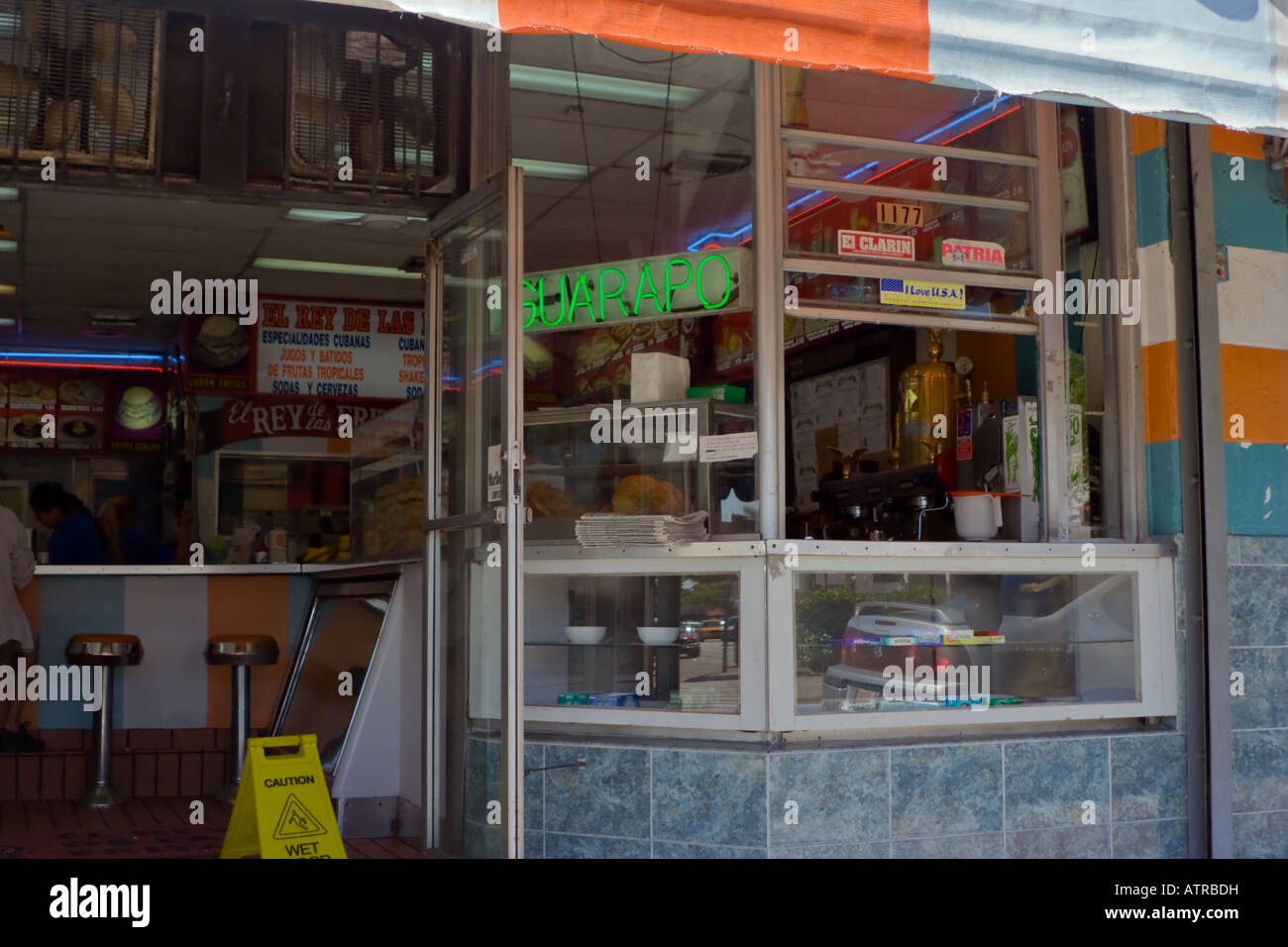 Street window to Cuban cafeteria in Little Havana Miami Stock Photo Alamy