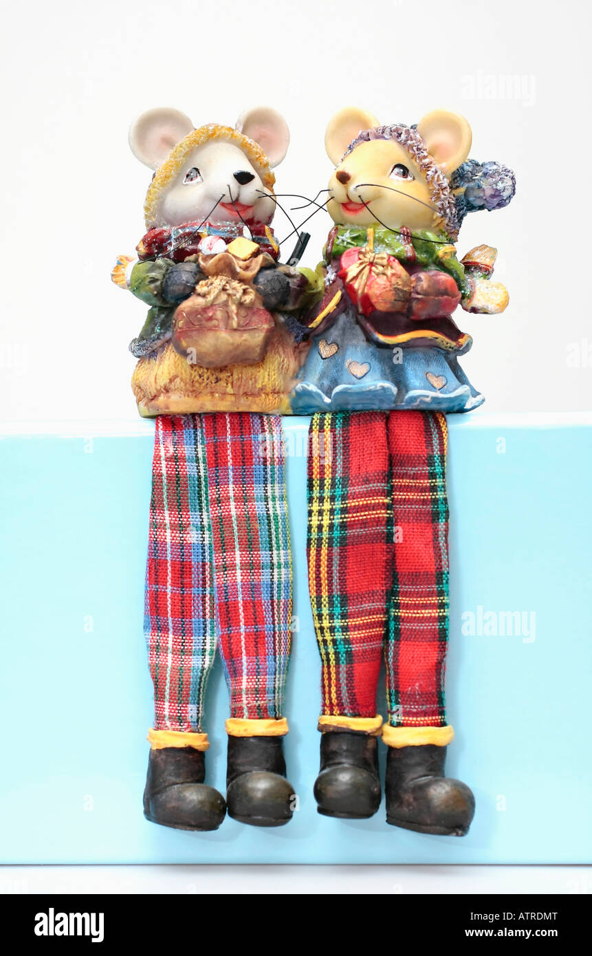 Pair of Christmas mice tree decorations Stock Photo Alamy