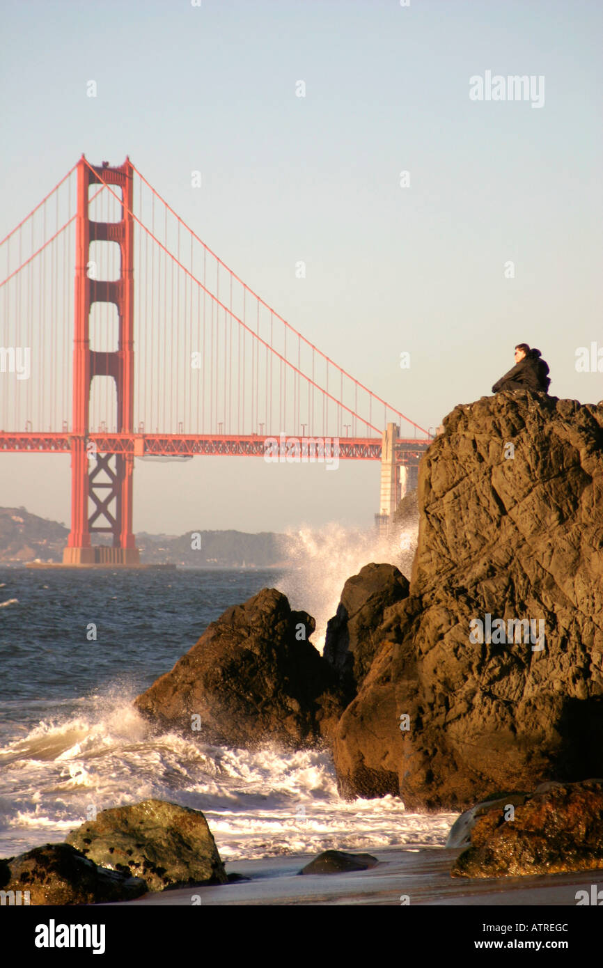 The golden gate bridge from china beach san francisco california