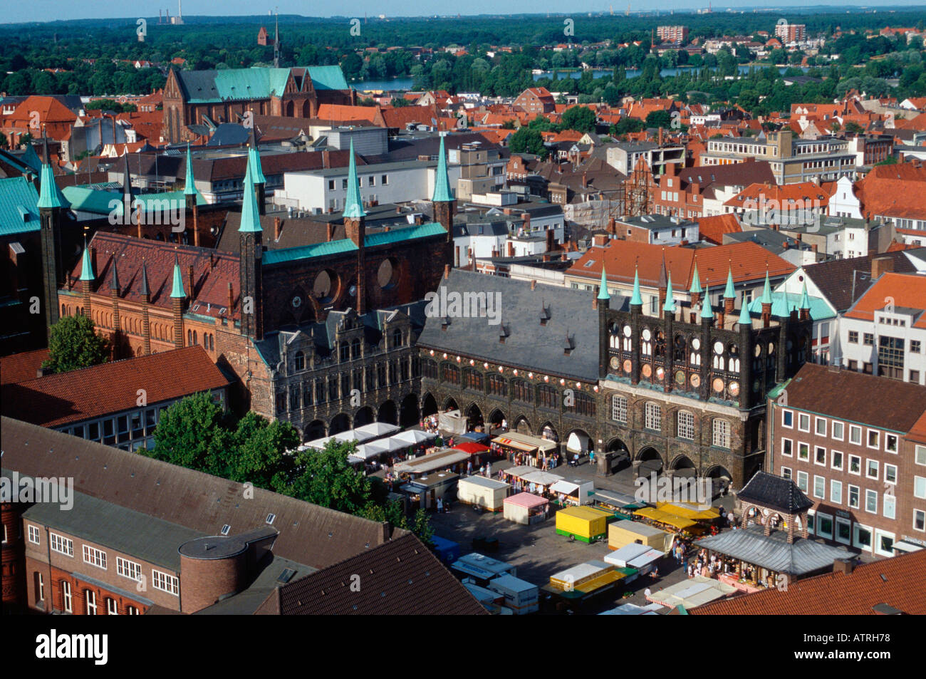 Townhall and market / Luebeck Stock Photo