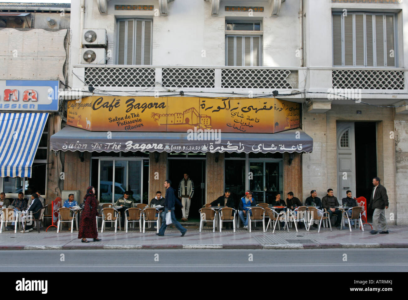 Cafe society on bd Pasteur Ville Nouvelle Tangier Morocco Africa Stock Photo