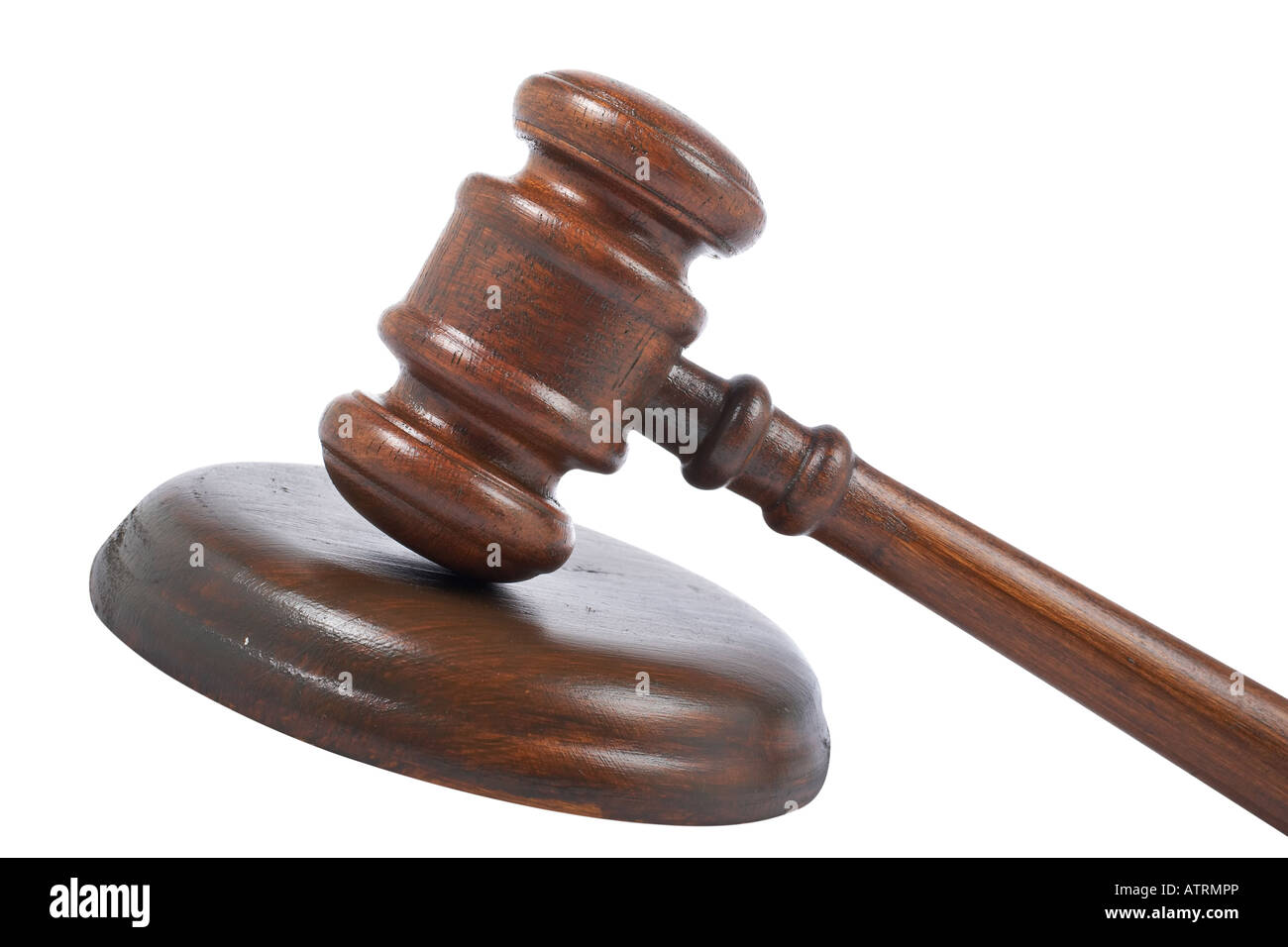 Gavel wooden detail isolated on white background Stock Photo