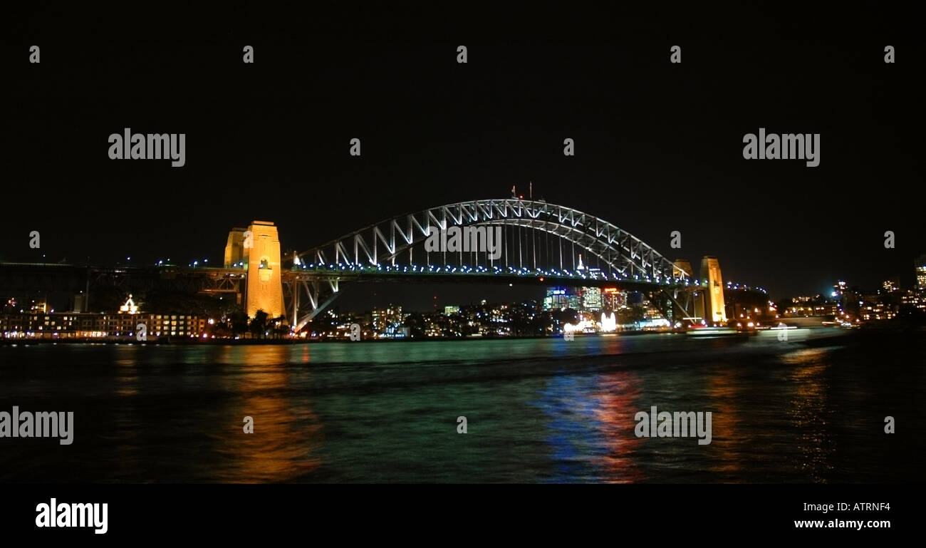 Sydney Harbor Bridge At Night Stock Photo - Alamy