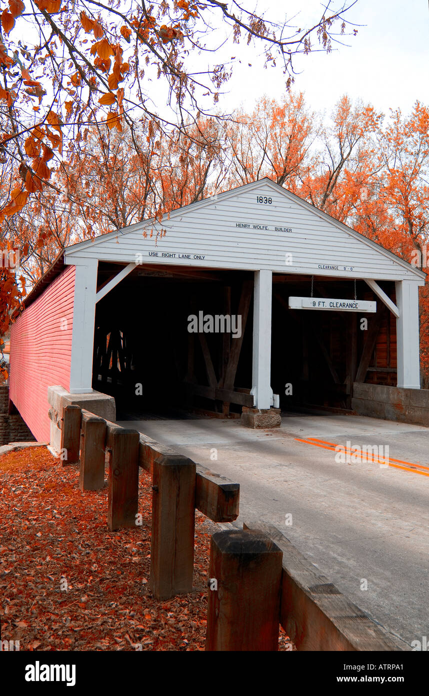 Ramp Creek Covered Bridge in Brown County Indiana State Park Stock
