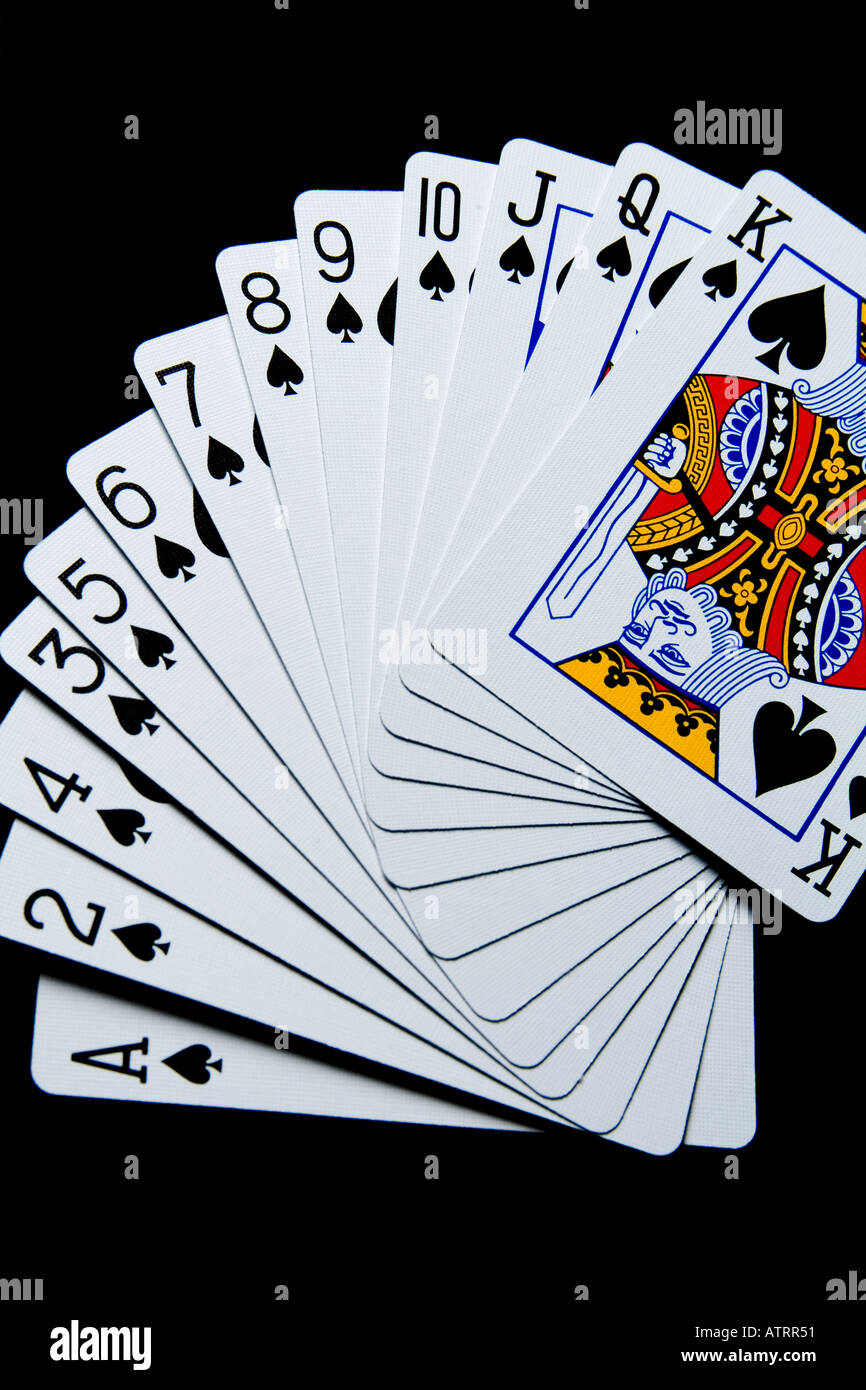 Playing cards showing entire suit of spades Stock Photo - Alamy