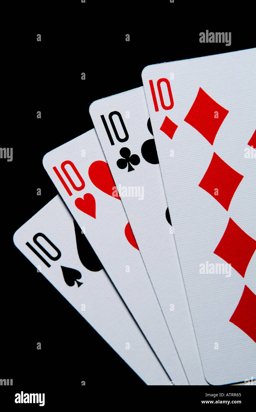 Playing cards four tens Stock Photo