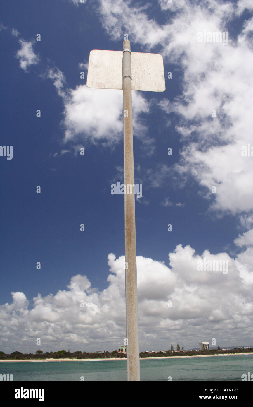 SILVER WARNING SIGN ON RIVER BANK Stock Photo Alamy