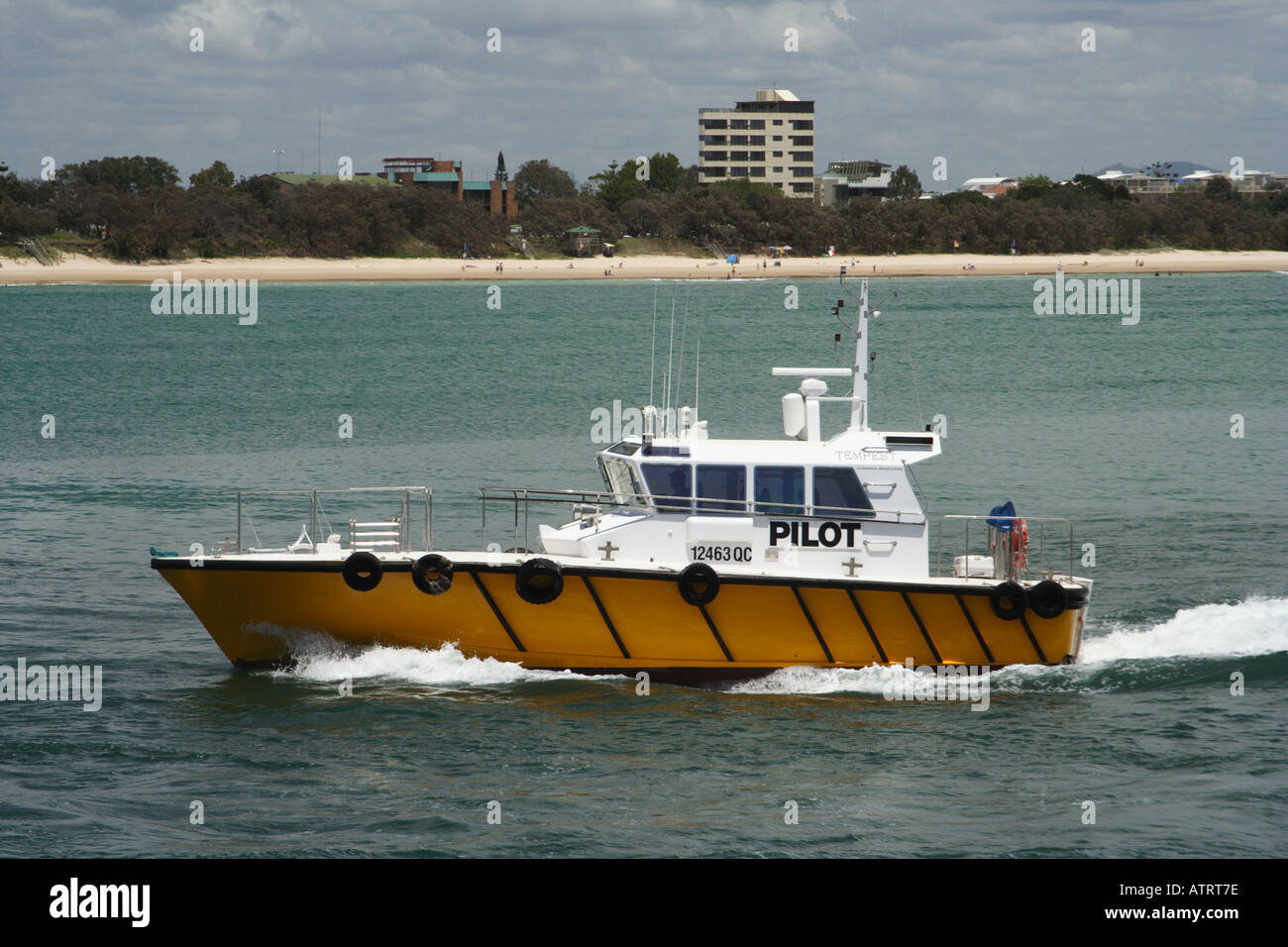 COAST GUARD PILOT BOAT MOOLOOLABA HARBOUR QUEENSLAND AUSTRALIA Stock
