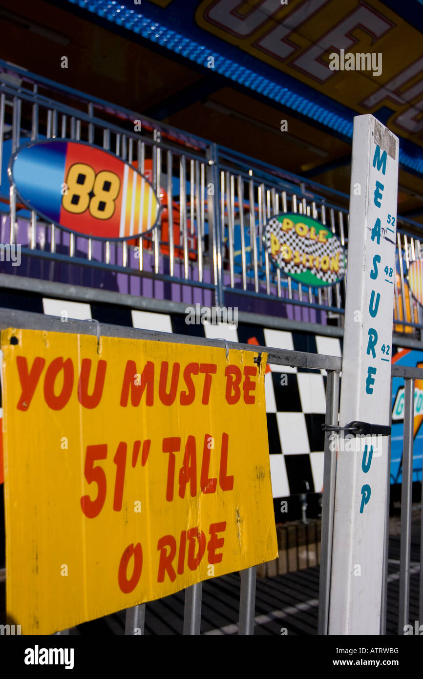 Minimum height restriction sign at a carnival in the United States Stock Photo